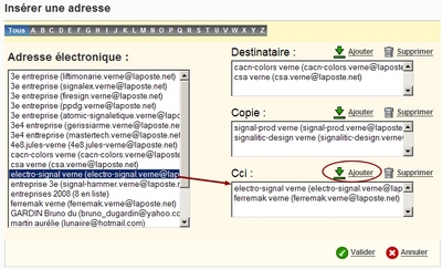 Choisir des adresses